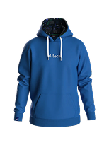 Blue hoodie with logo